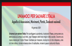 Un’alleanza di Associazioni, Movimenti, Partiti, Sindacati nazionali per fronteggiare l’emergenza presente uniti per salvare l'italia