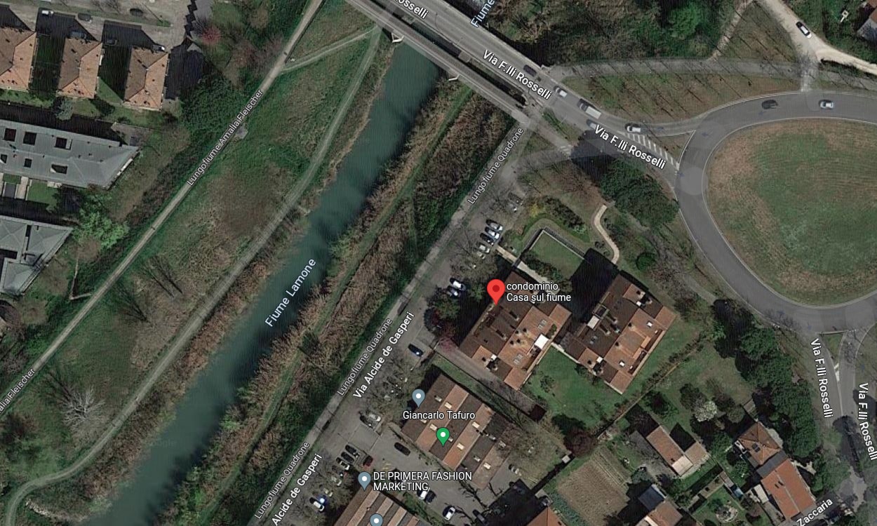 La Casa sul fiume di Faenza localizzata sulla mappa, dal sito di Radio Città Fujiko.