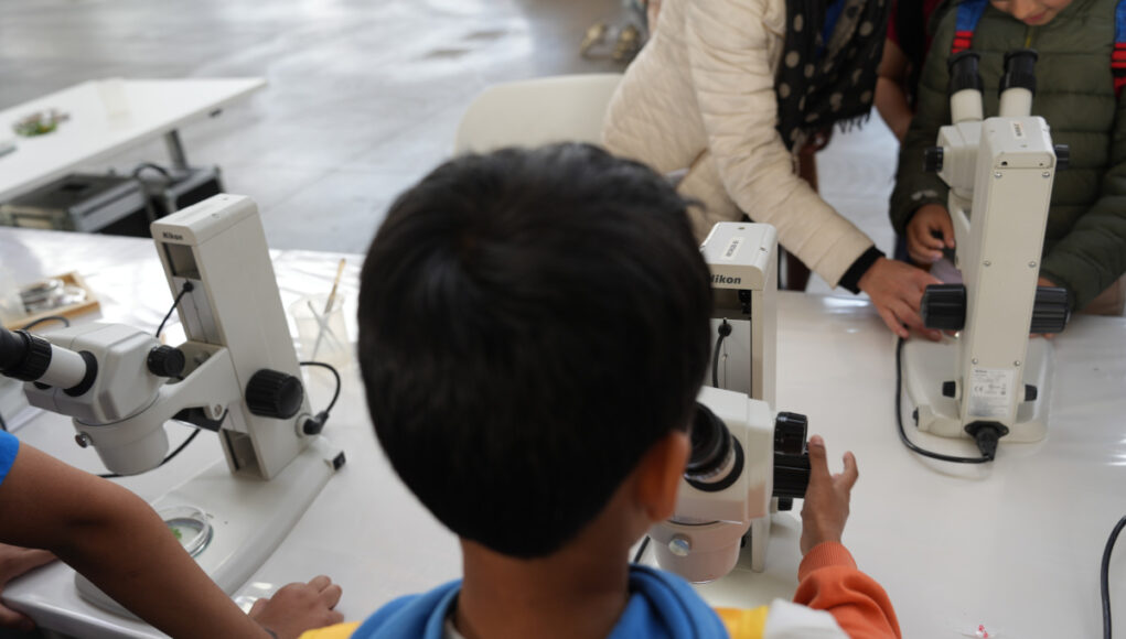 un_bambino_testa_i_microscopi_presenti_su_TICO TICO2026
