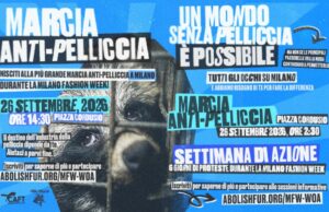Migliaia di attivistə in marcia contro le pellicce alla Milano Fashion Week marcia anti-pelliccia